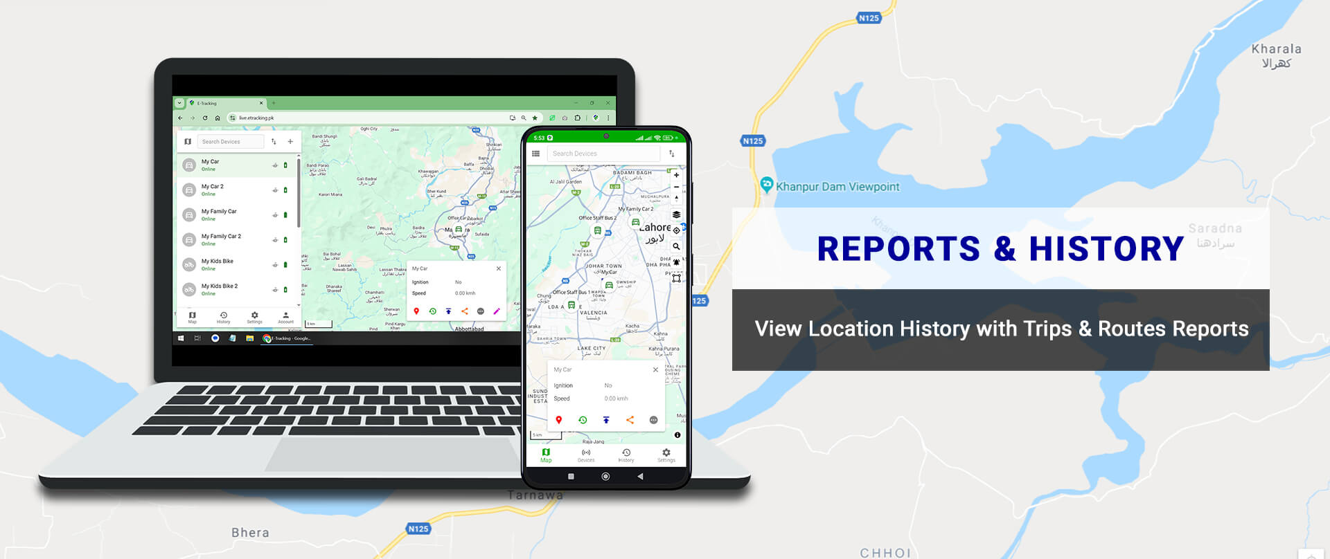 Live Vehicle Tracking on Web & Mobile Apps with Trip History, Alerts & Route Playback